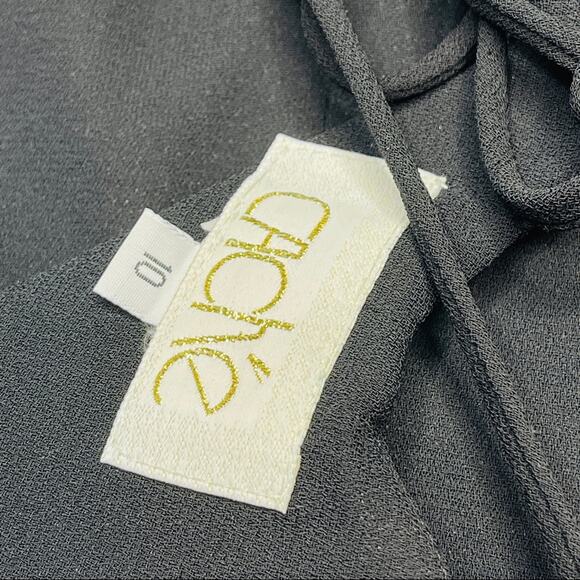 Cache vintage long black dress crisscross back silk front slit - Picture 12 of 13